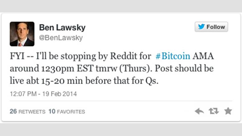 Ben Lawsky's Reddit AMA Confirmed to Take Place Thursday