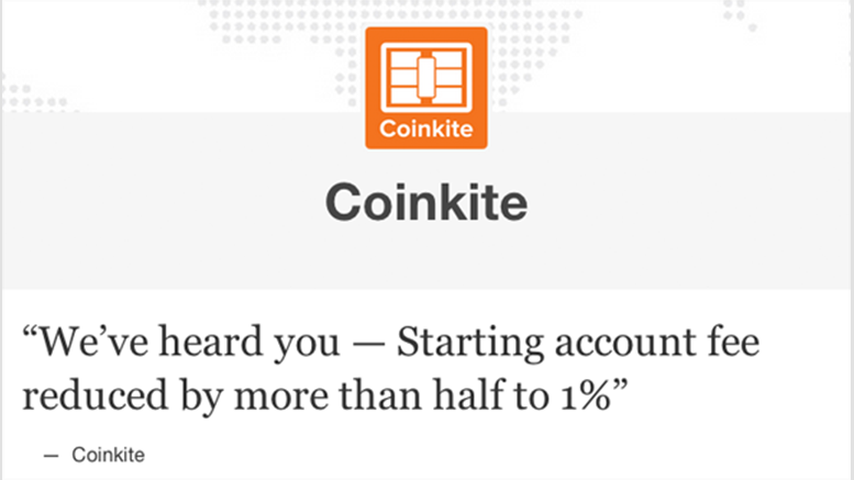 CoinKite Reduces Starter Account Fee to 1 Percent