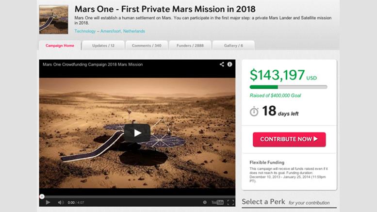 Mars One Foundation Accepting Bitcoin For Private Manned Mission to Mars