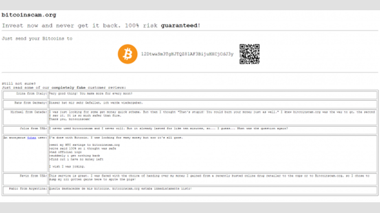 Getting Clever with Bitcoin: Bitcoinscam.org