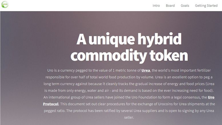 Cryptocurrency URO Completes World’s First Commodity Order Using A Commodity Backed Cryptocurrency