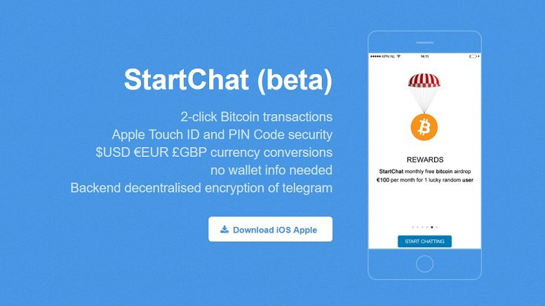 Telegram with Bitcoin integrated by StartChat Tech now available on apple app store.