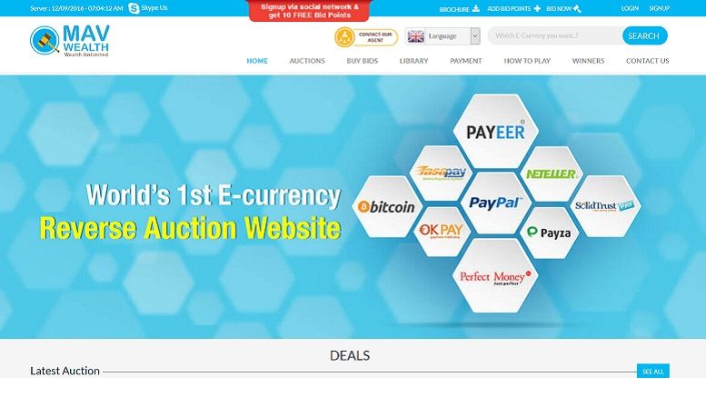 MavWealth launched as the World’s first Reverse Auction website exclusively for E-currency