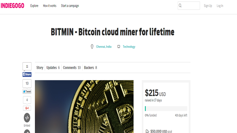 BITMIN Quarter of Way through Crowdfund Campaign, New Cloud Mining Company!