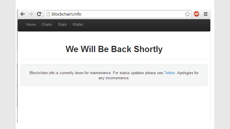 Blockchain.info Is Down For Unscheduled Maintenance, Due To Issue With Database Not Shared Coin
