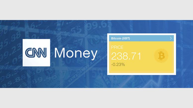 CNN Money Adds Bitcoin Ticker (XBT)