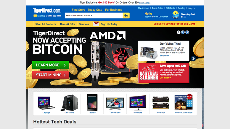 TigerDirect Becomes the Latest Retail Giant to Pounce on Bitcoin