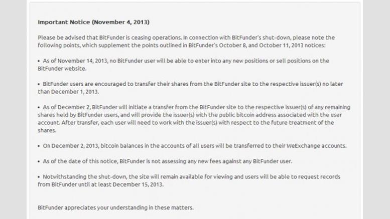 BitFunder Closing Down