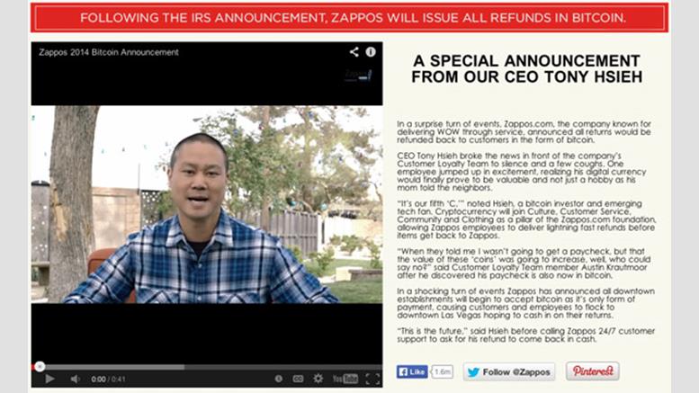 Zappos.com's April Fools' Day Joke: All Refunds To Be Issued in Bitcoin