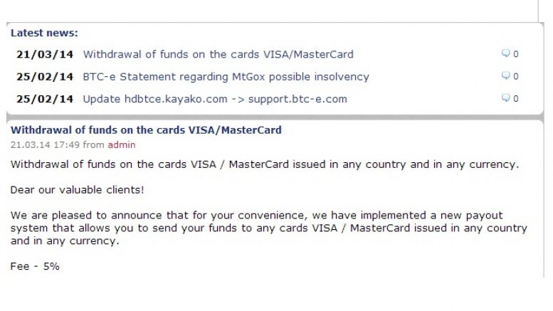 BTC-e Allows Withdrawal Of Funds To Visa And Mastercard In Any Currency, Let's See How Long That Lasts