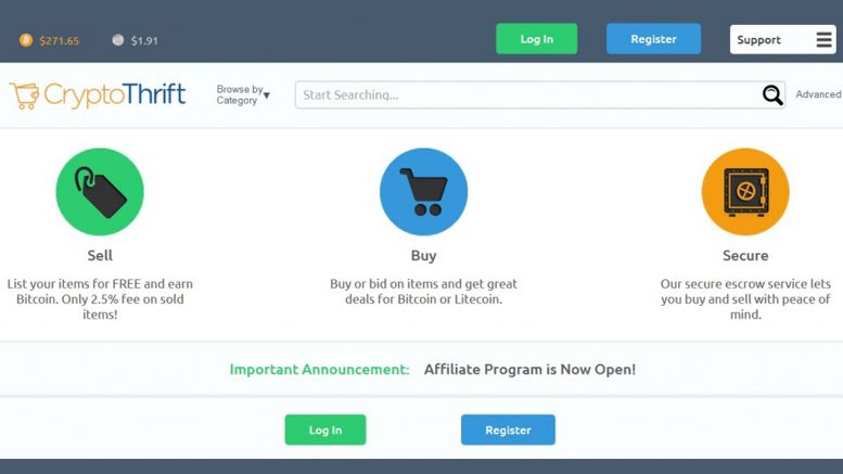 Global Bitcoin Marketplace With 26 000 Users CryptoThrift Introduces ‘One-Click Re-list’ And Bitcoin Affiliate Program