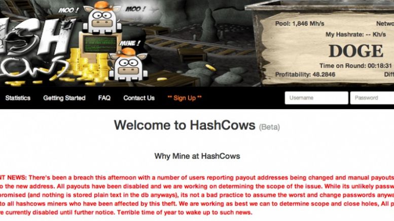 Breaking News: HashCows Mining Pool Hacked