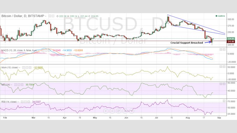 Bitcoin Price Technical Analysis for 26/8/2015 - And Here Comes the Rebound