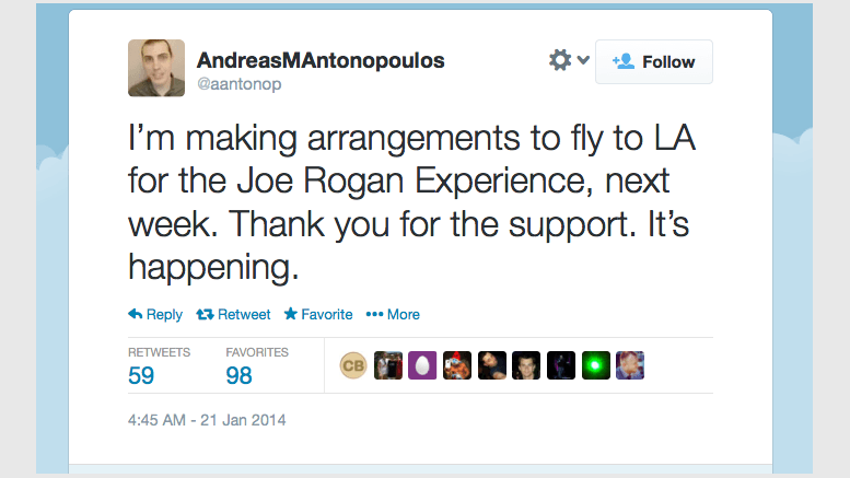 Andreas Antonopoulos will Join the Joe Rogan Experience Next Week!