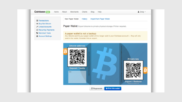Coinbase adds paper wallets for bitcoins