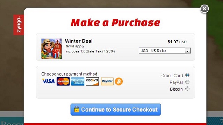 Zynga tests Bitcoin payments for seven online games