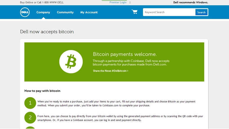 Dell now accepts Bitcoin