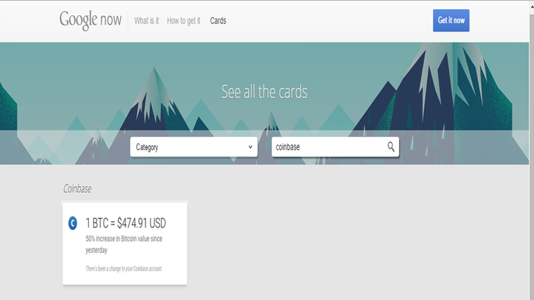 Coinbase Goes Android With Google Now Cards