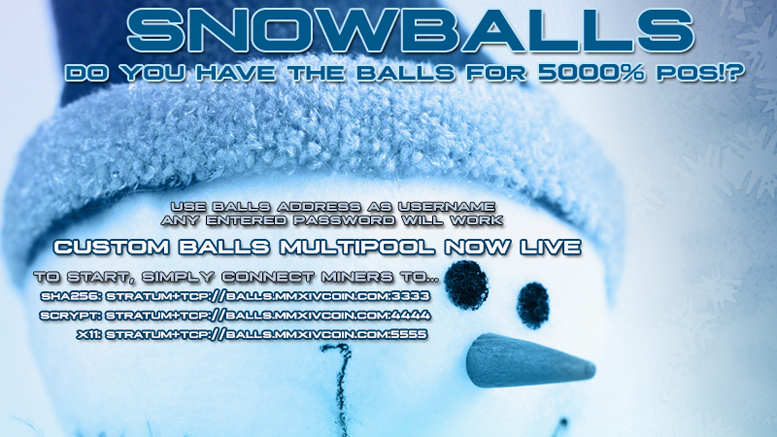 Snowballs: 5000% yearly POS rate Altcoin!