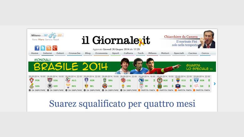 Major Italian Newspaper il Giornale Accepting Bitcoin For Digital Subscriptions