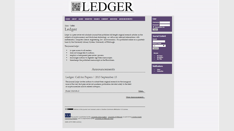 Ledger, Crypto Only Journal for the Academia