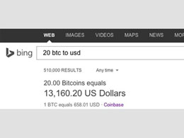 Microsoft's Bing Search Engine Adds Support For Bitcoin Rate Conversion