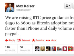 Max Keiser Predicts Up To $600 Short-Term High for Bitcoin