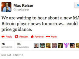 Max Keiser: 'Major Player Bitcoin News' Monday